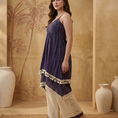 Firozi Floral Print Shoulder Straps A-Line Kurta With Palazzo Kurta Set