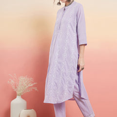 Ethnic Motifs Embroidered  Pure Cotton Tunic With Trouser Co-Ords