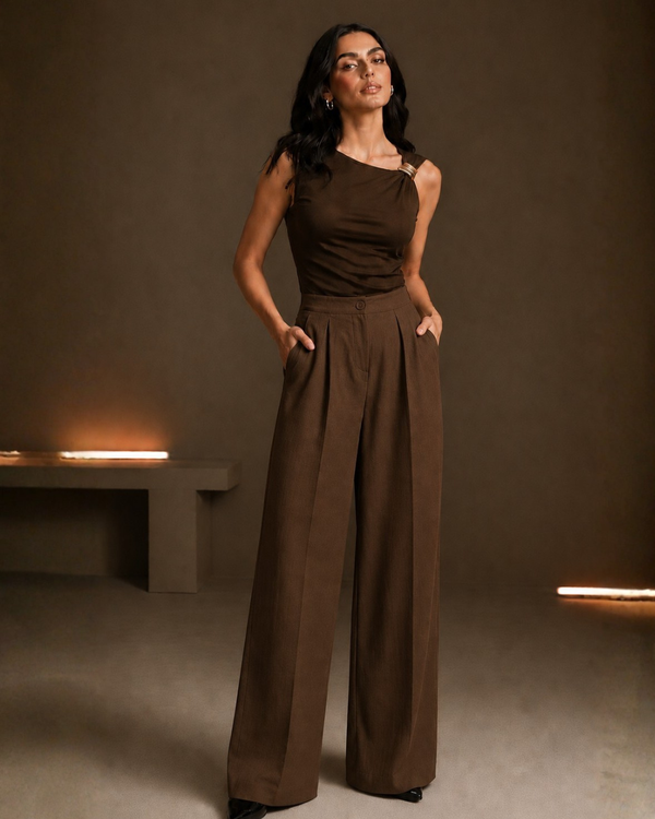 Premium Linen Flex Palazzo Trousers