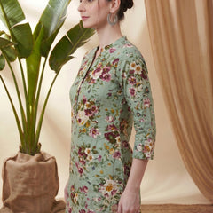 Floral Printed Straight Short Kurti
