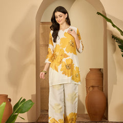 Embroidered & Printed Cotton  Lining in Kurta With Pant Co-Ords