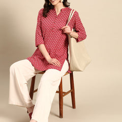 Red Floral Printed Kurti