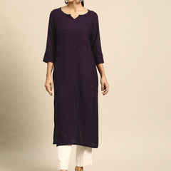 Women Sequined Striped Kurta