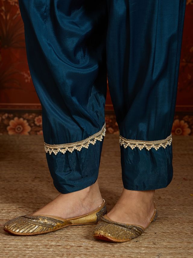 Pink Embroidered Straight Kurta With Farsi Salwar & Dupatta