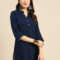 Navy Blue Printed Kurti