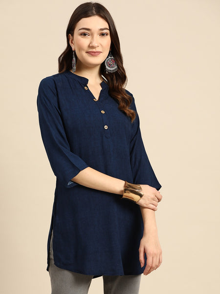Navy Blue Printed Kurti