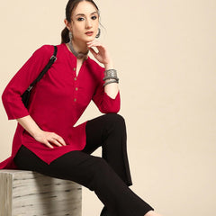 Printed Mandarin Collar Kurti