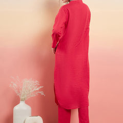 Pure Cotton V-Neck Pathani Kurta With Trousers