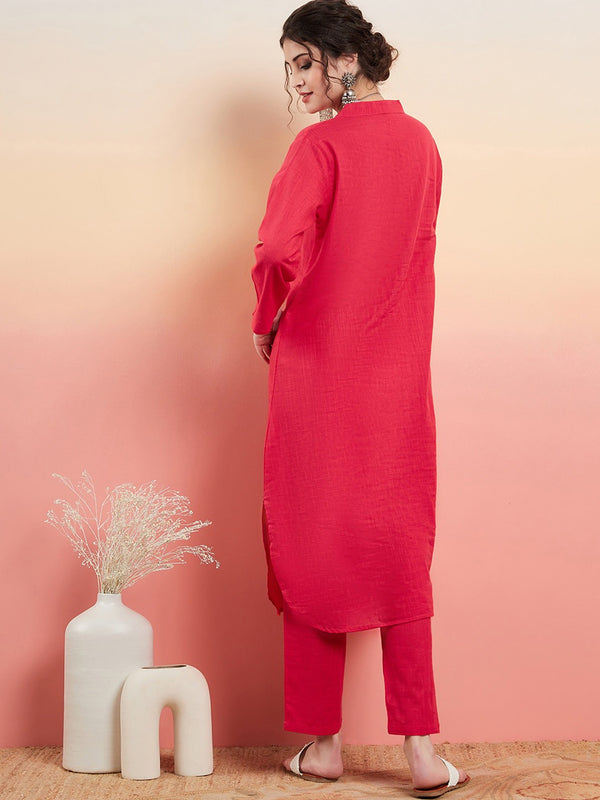 Pure Cotton V-Neck Pathani Kurta With Trousers