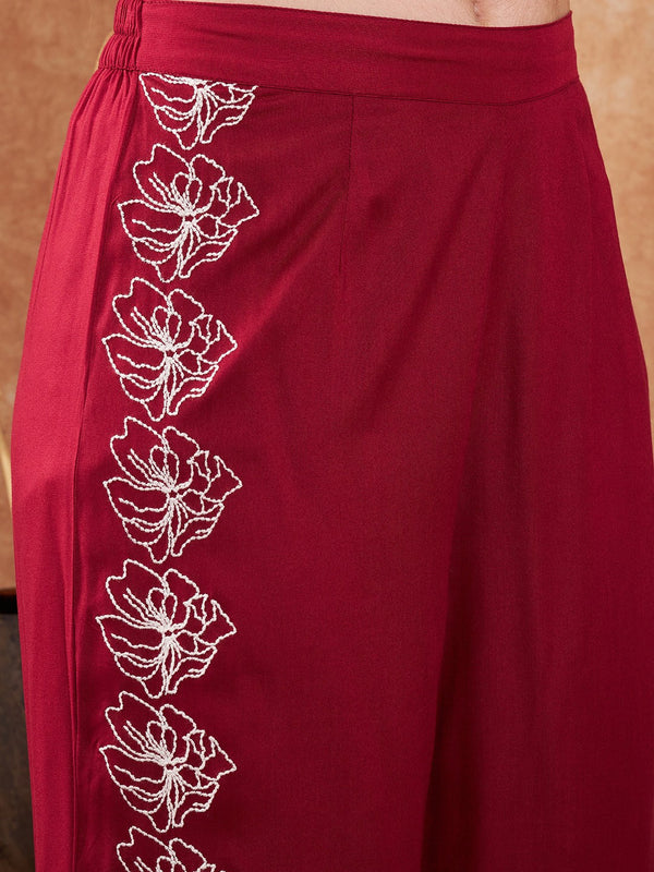 Embroidered Top With Palazzo Co-Ords