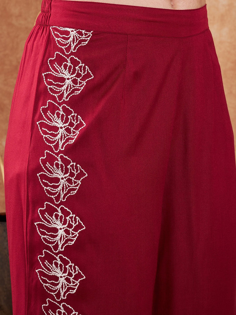 Embellished Lace Up Detail Top & Palazzo Co-Ords Set
