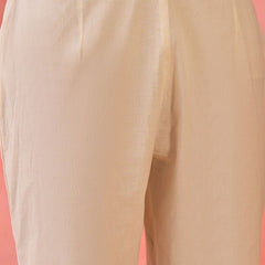 Off white Floral Embroidered Pure Cotton Kurta With Trouser And Dupatta