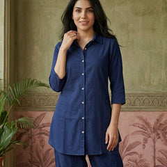 Navy Blue Solid Tunic with Salwar