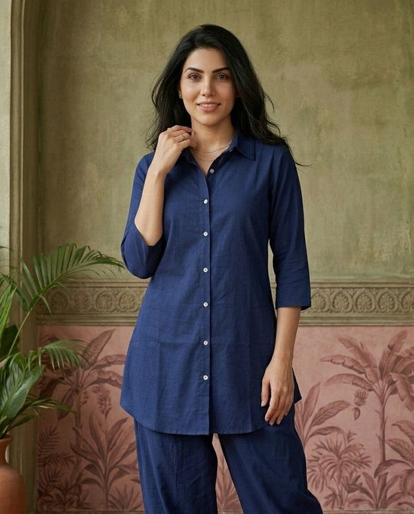 Navy Blue Solid Tunic with Salwar