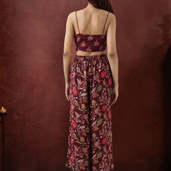 Floral Printed Shoulder Straps Top With Palazzo & Shrug