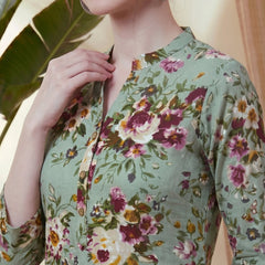 Floral Printed Straight Short Kurti