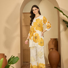 Embroidered & Printed Cotton  Lining in Kurta With Pant Co-Ords