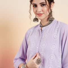 Ethnic Motifs Embroidered  Pure Cotton Tunic With Trouser Co-Ords