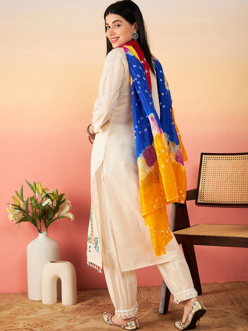 Ethnic Motifs Printed Cotton Kurta Set with Salwar & Dupatta