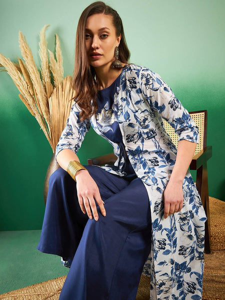 Printed Top & Jacket With Palazzo Co-Ords