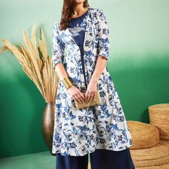 Printed Top & Jacket With Palazzo Co-Ords