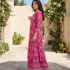 Ethnic Motifs Printed Pure Cotton Straight Kurta With Skirt