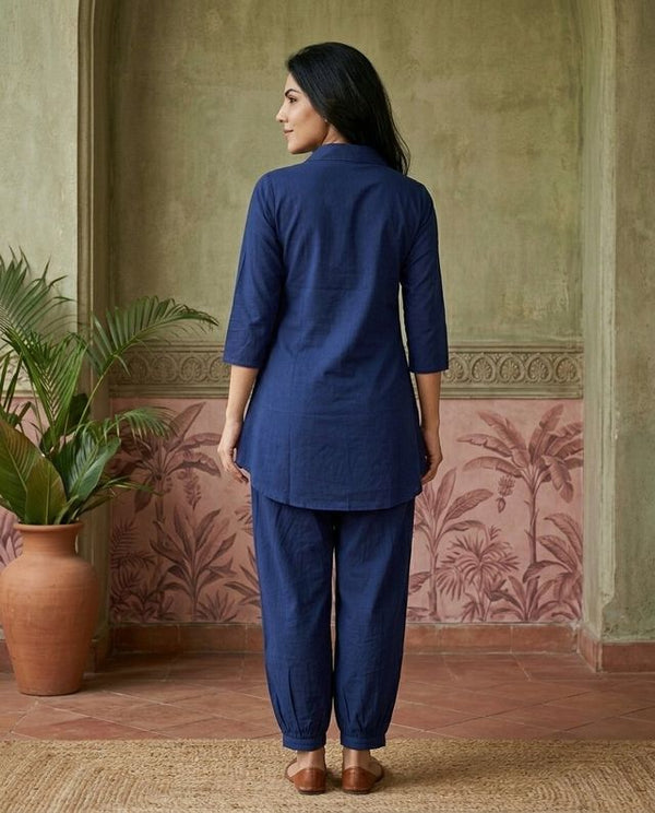 Navy Blue Solid Tunic with Salwar