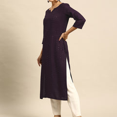 Women Sequined Striped Kurta