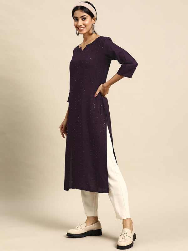 Women Sequined Striped Kurta