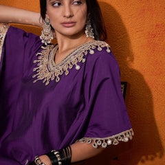 Ethnic Motifs Yoke Design Embroidered Kaftan Kurta & Trousers
