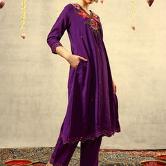 Mirror & Thread Embroidered Festive Kurta With Trouser & Dupatta Kurta Set