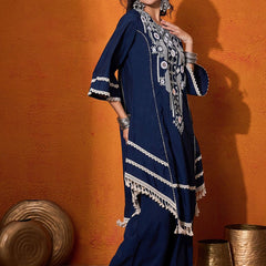 Floral Embroidered Mirror Work Regular A-Line Kurta Sets