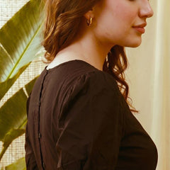 Black Solid Puff Sleeve Top