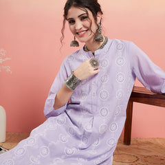 Ethnic Motifs Embroidered  Pure Cotton Tunic With Trouser Co-Ords