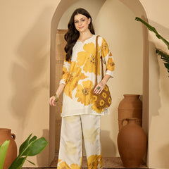 Embroidered & Printed Cotton  Lining in Kurta With Pant Co-Ords