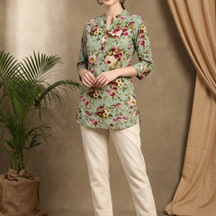 Floral Printed Straight Short Kurti