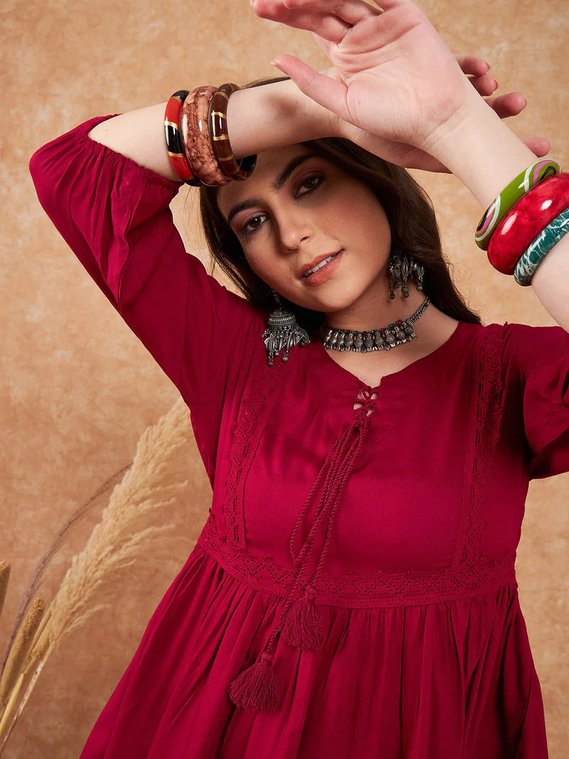 Embellished Lace Up Detail Top & Palazzo Co-Ords Set