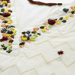 Off White Embroidered  Pure Cotton Kurta with Trousers & Dupatta