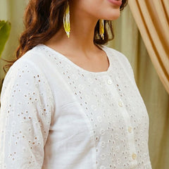 Ethnic Motifs Yoke Design Pure Cotton Short Kurti