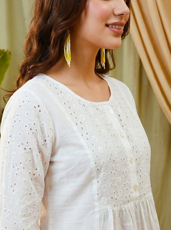 Ethnic Motifs Yoke Design Pure Cotton Short Kurti
