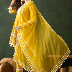 Paisley Embroidered  Anarkali Kurta & Trousers With Dupatta