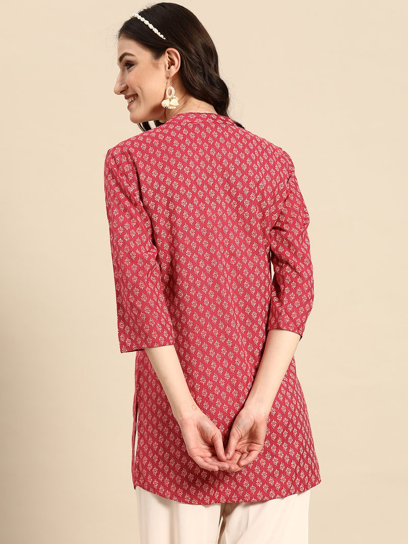 Red Floral Printed Kurti