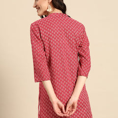 Red Floral Printed Kurti