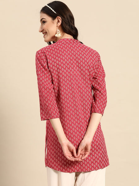 Red Floral Printed Kurti