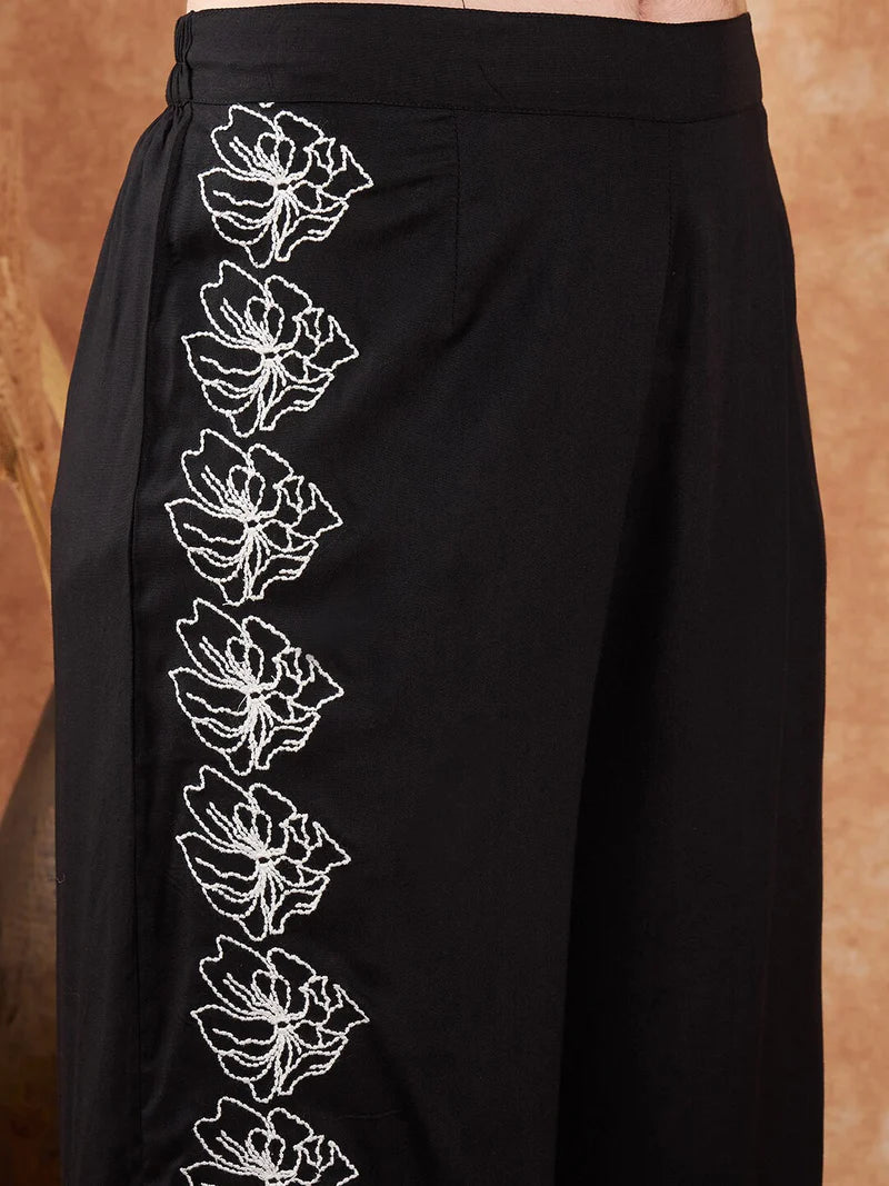 Embellished Lace Up Detail Top & Palazzo Co-Ords Set