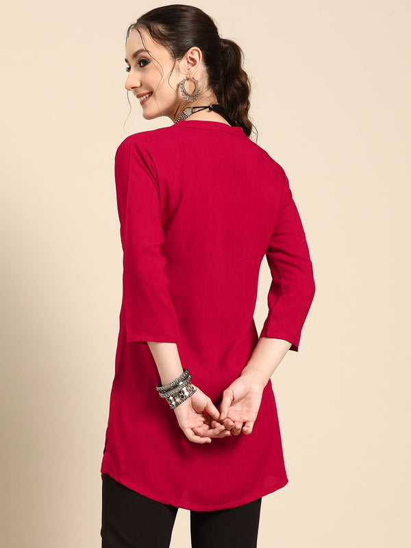 Printed Mandarin Collar Kurti