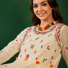 Embroidered Pure Cotton Top With Palazzos Co-Ords