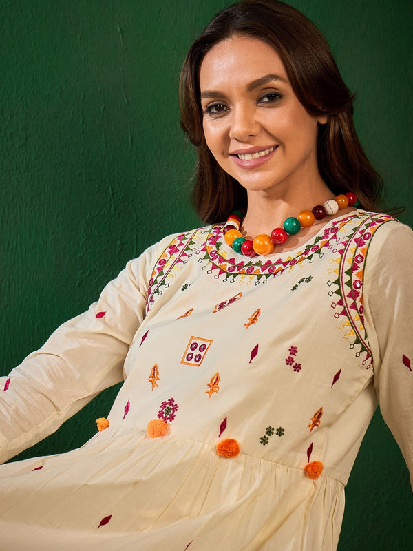 Embroidered Pure Cotton Top With Palazzos Co-Ords