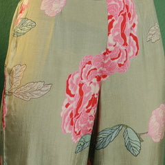 Floral Printed Shirt Collar Mirror Work Pathani Kurta & Trousers