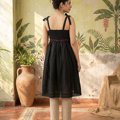 Floral Embroidered Thread Work A-Line Midi Dresss